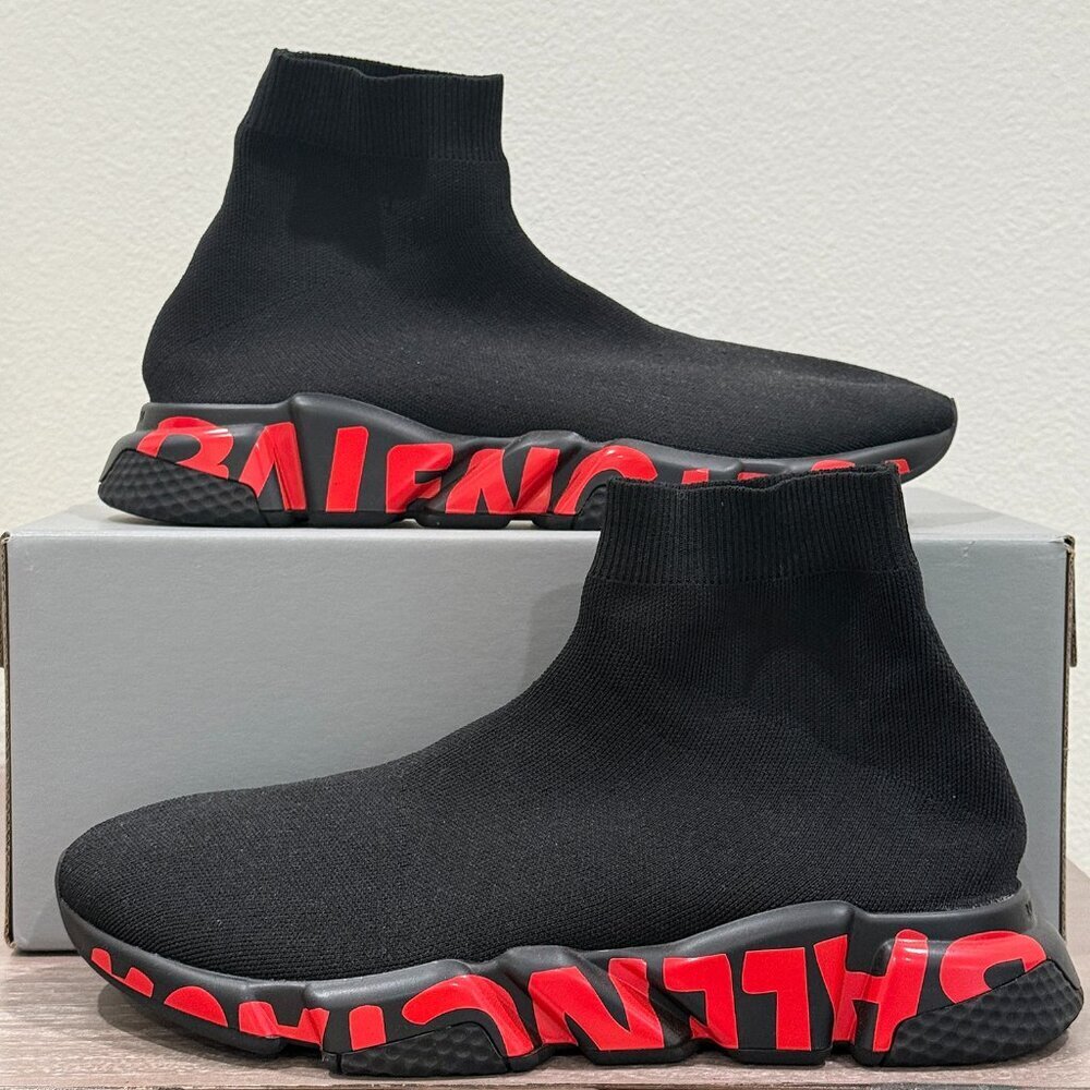 BALENCIAGA SPEED 645334W2DBY BLACK/BLACK/RED SNEAKERS